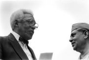Bayard Rustin and Indian Participant, Gandhi Sculpture Dedication 